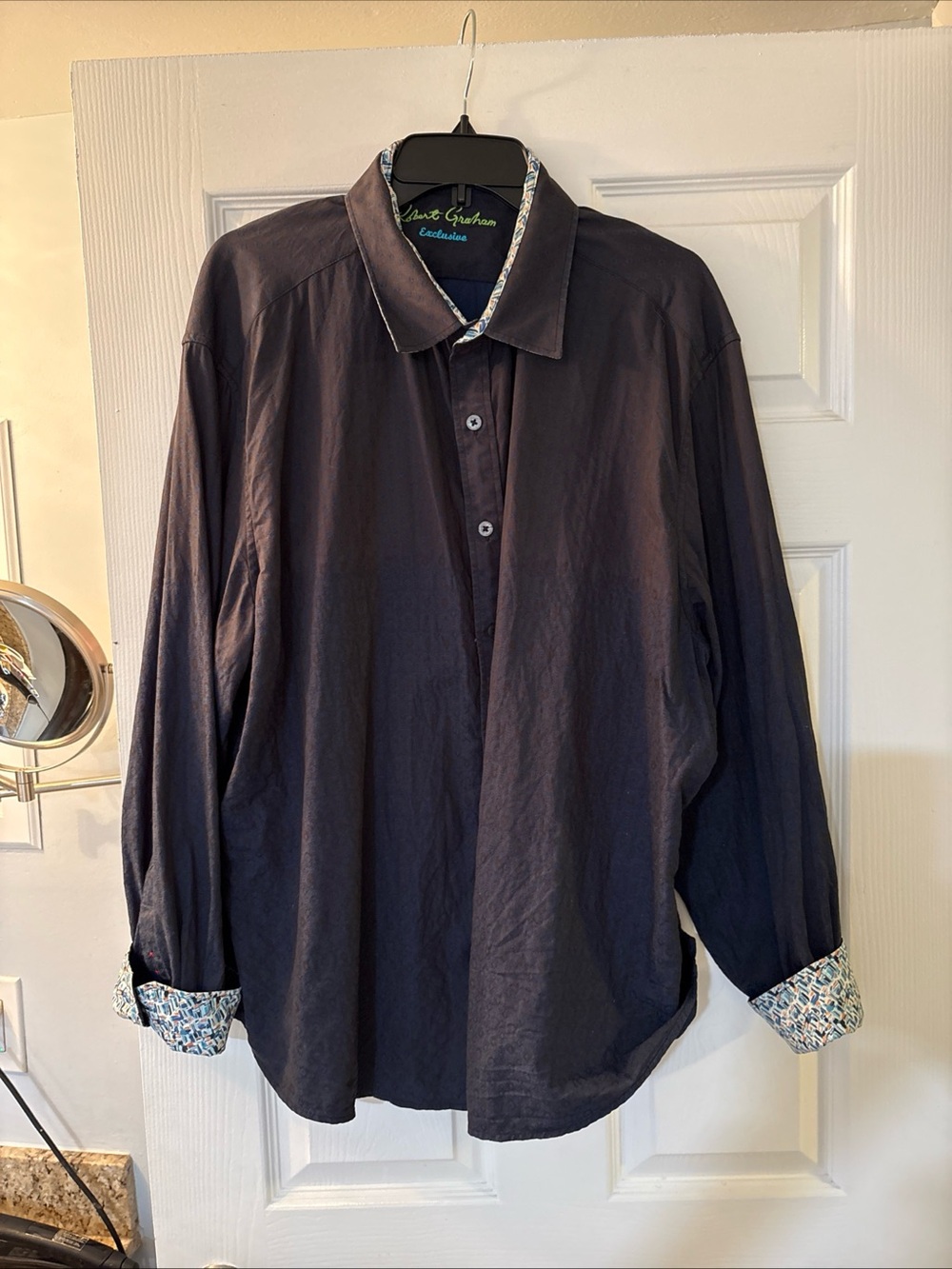 Robert Graham exclusive knowledge wisdom truth button up blue on blue 4x